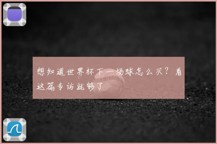 想知道世界杯下一场球怎么买?看这篇专访就够了