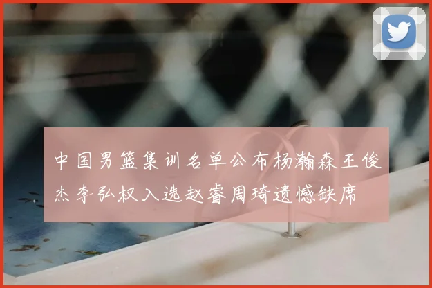 中国男篮集训名单公布杨瀚森王俊杰李弘权入选赵睿周琦遗憾缺席
